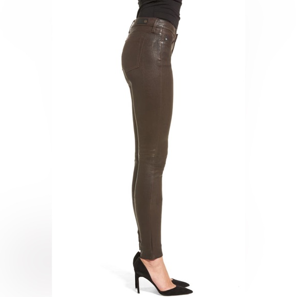 NWOT AG The Legging Super Skinny Leather Lambskin Pants in Brown - Picture 12 of 16